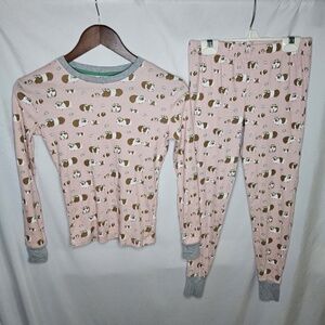 Girls Mini Boden Chalky Pink Guinea Pig Floral 2 Piece Pajama Set Sze 11Y 146 cm
